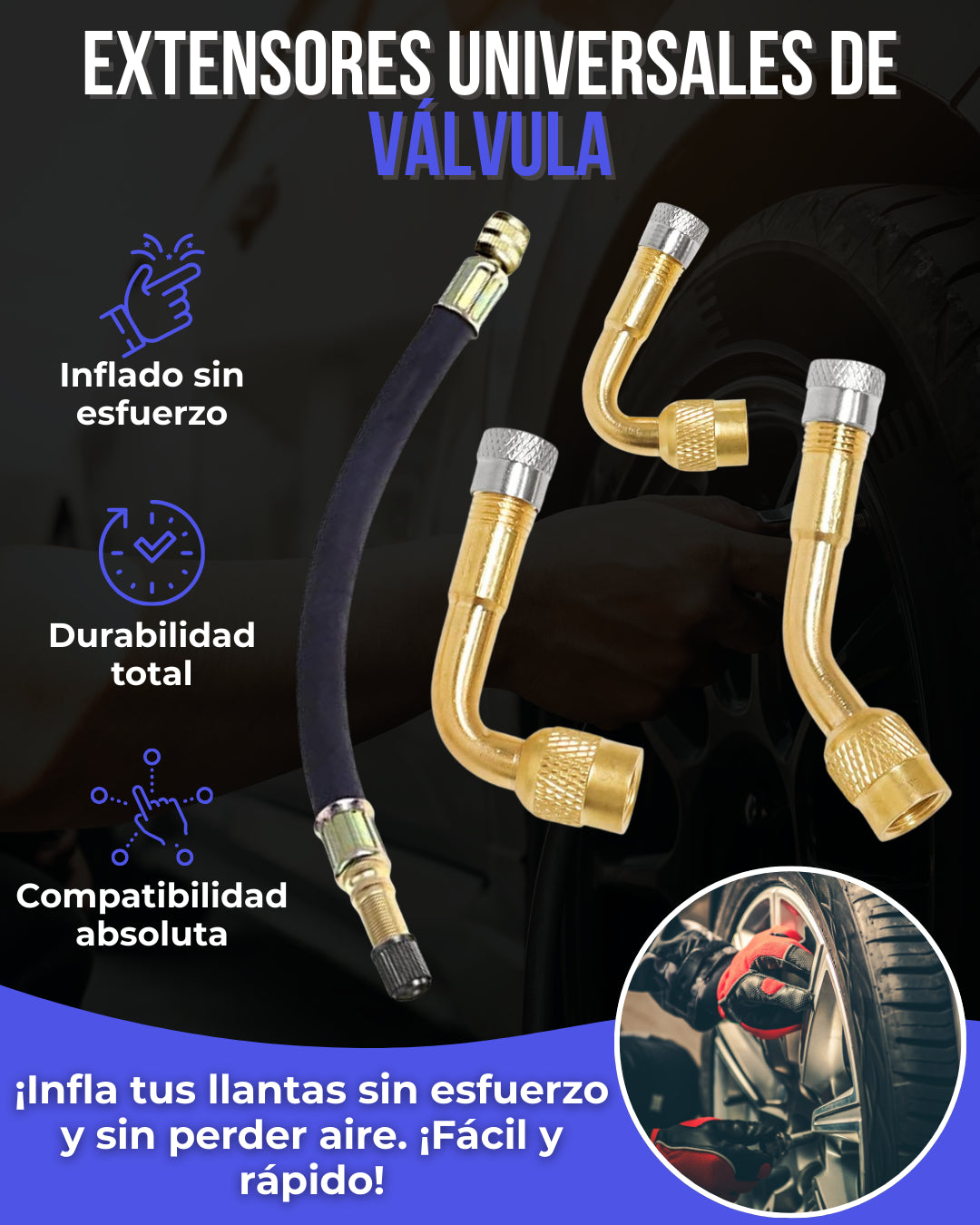 - 1 SET Extensores Universales para Válvula