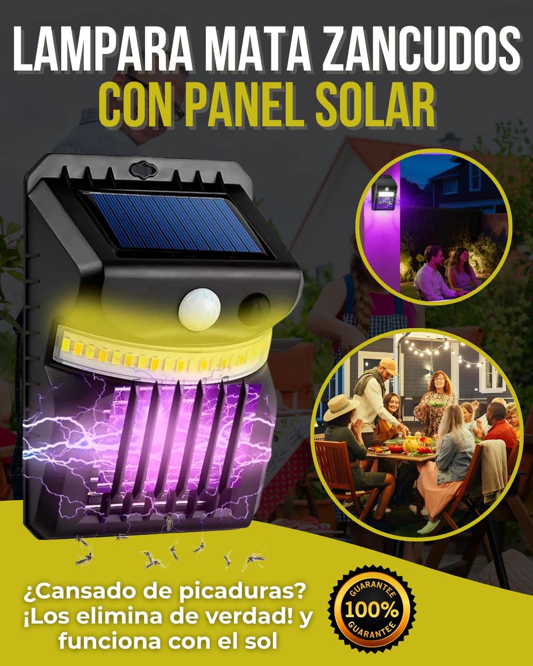 - 1 Lampara Mata Zancudos con Panel Solar