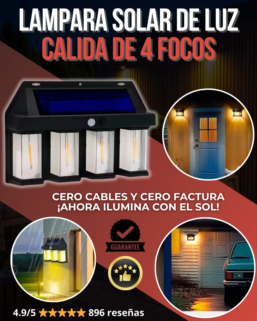 - 1 Lampara Solar Luz Cálida