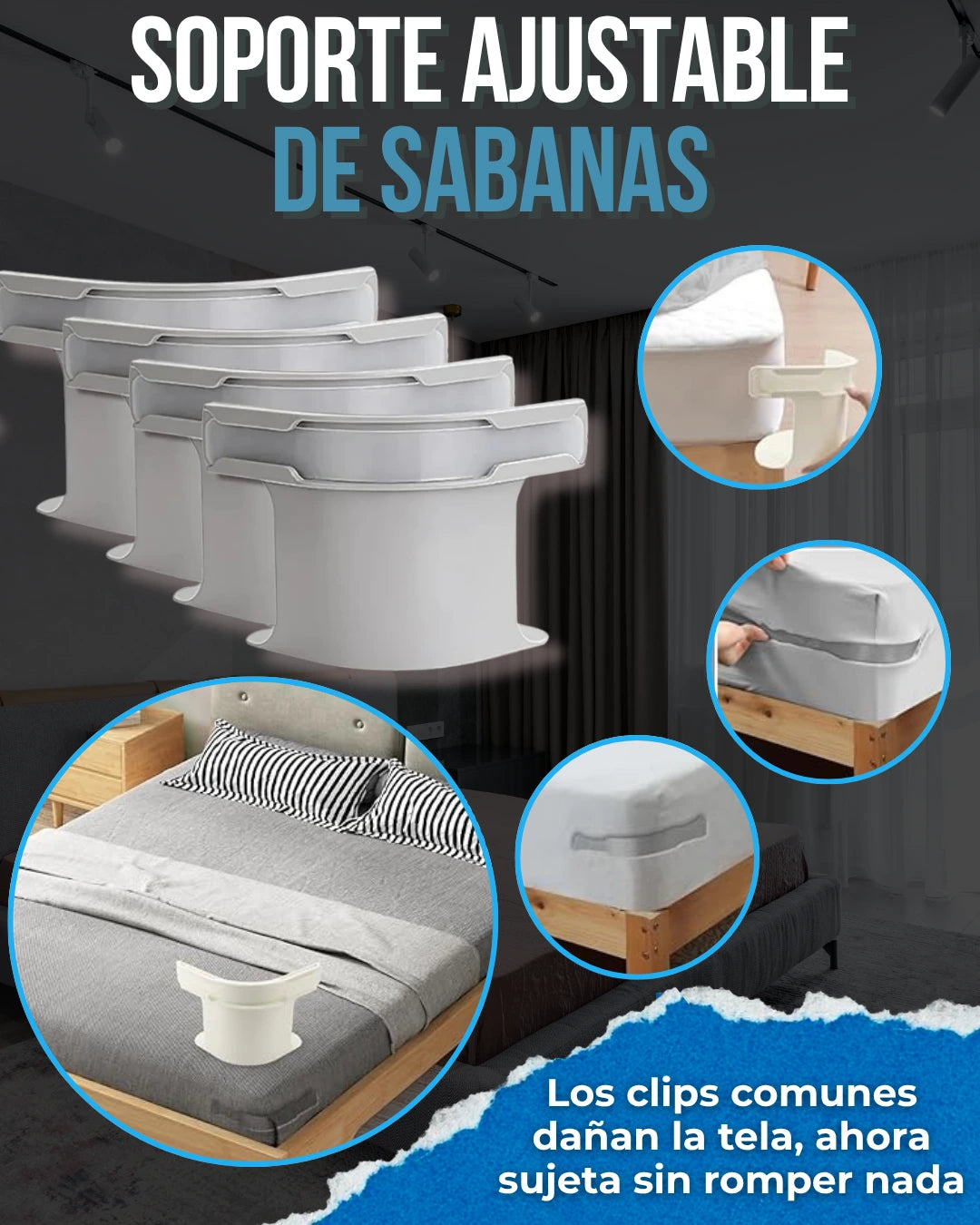 - 1 SET de Soportes Ajustable para Sabana