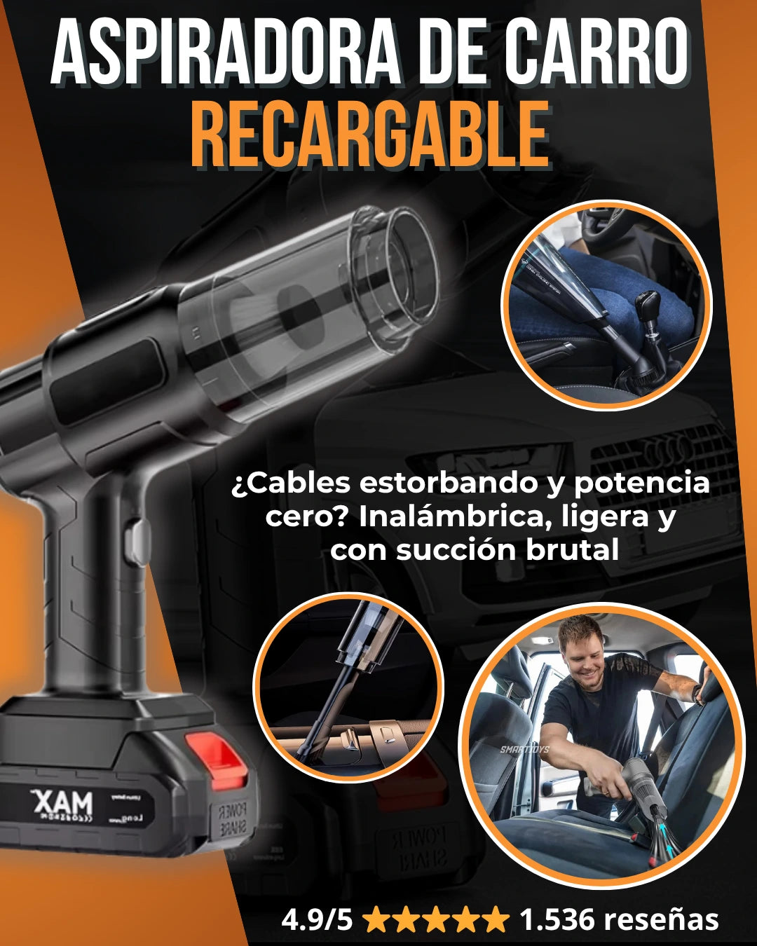 - 1 Aspiradora de Carro Recargable