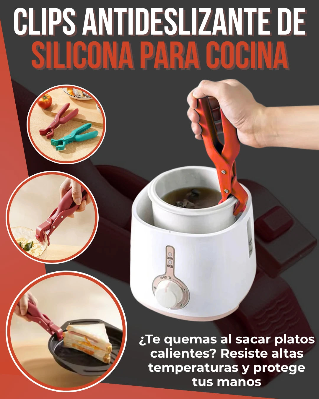 - Pague 1 Lleve 2 Clips Antideslizante de Silicona para Cocina