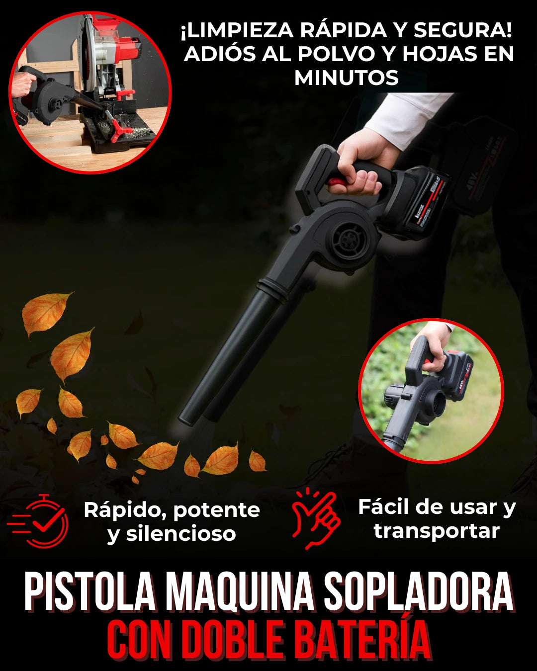 - 1 Pistola Maquina Sopladora Doble Batería