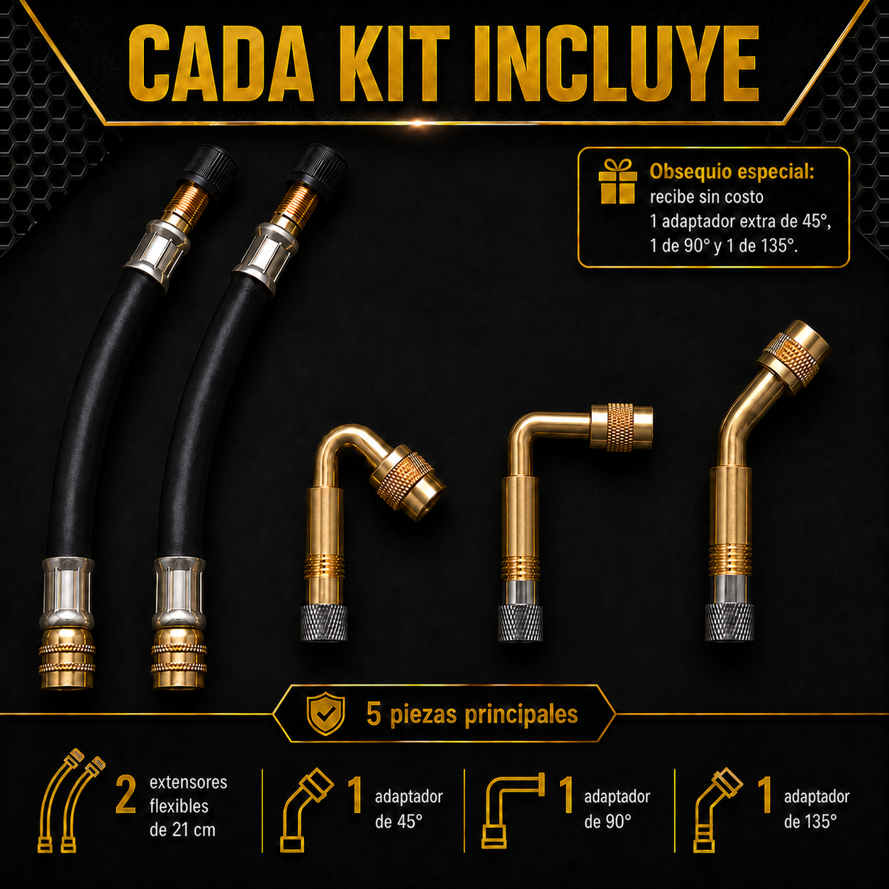 - KIT 5 PIEZAS EXTENSORAS PARA VALVULAS